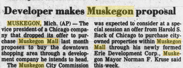 Muskegon Mall - May 1989 Article
